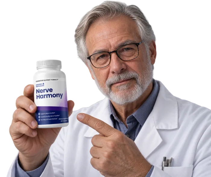 Doctor holding a bottle of Nerve Harmony
